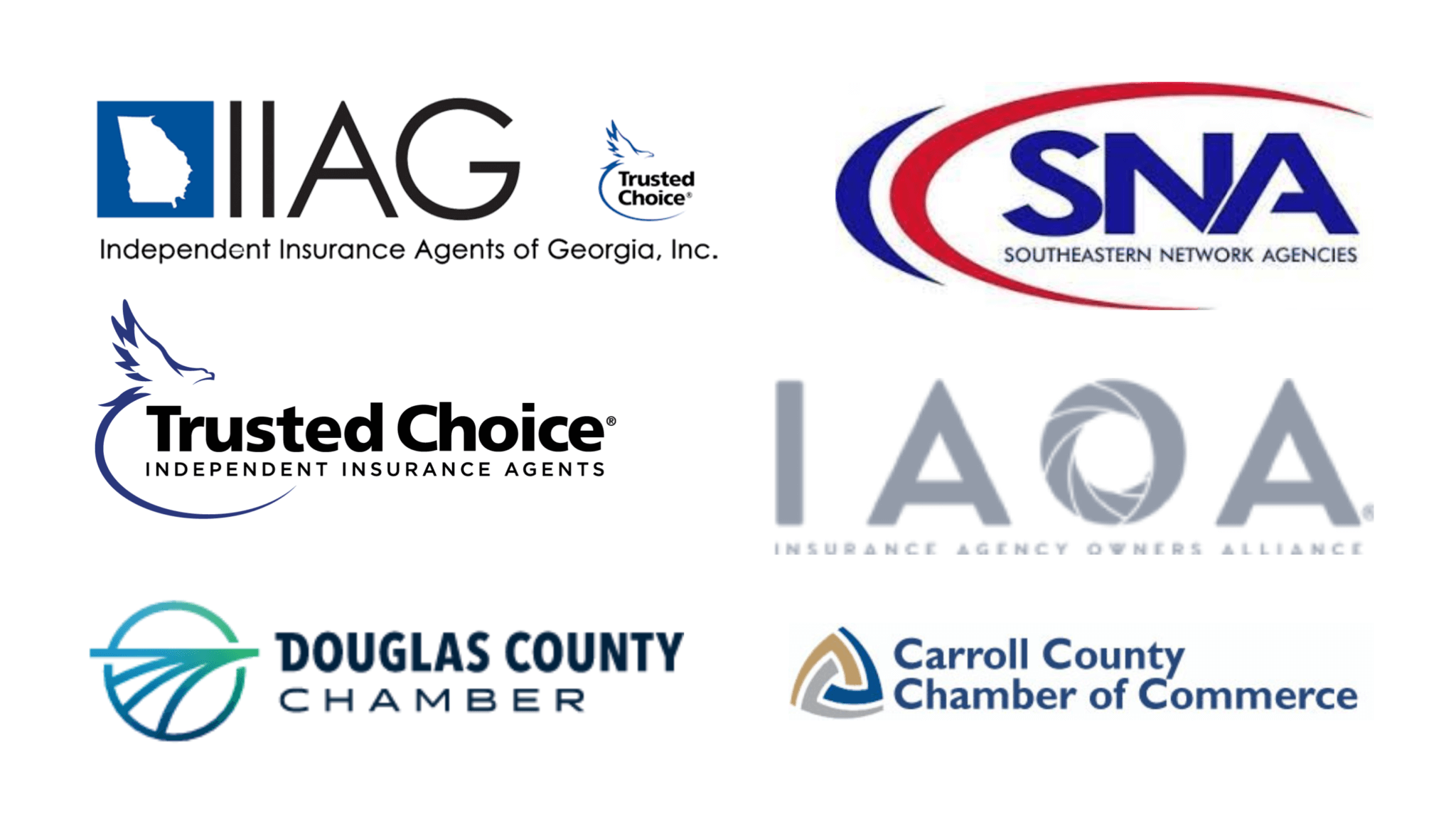 insurance industry association logos representing affiliations of Stallings Insurance Agency